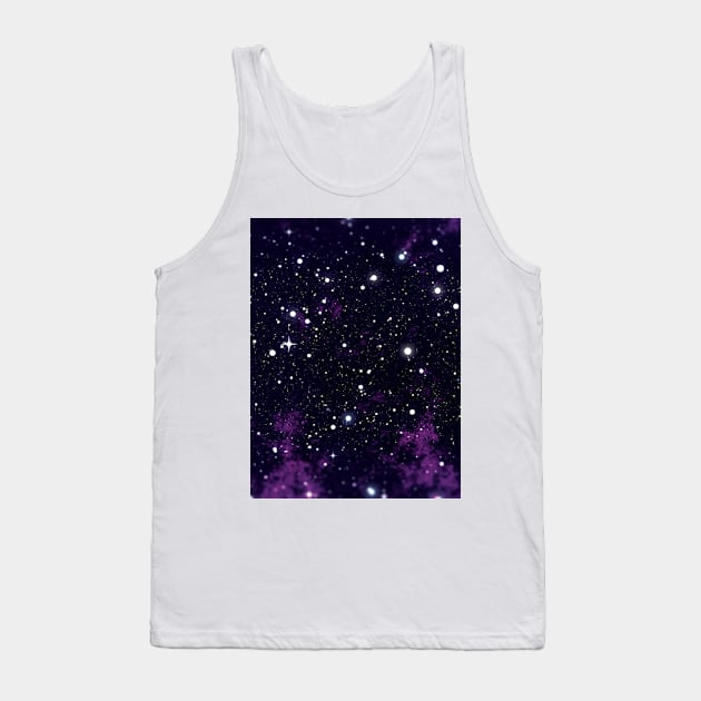 Purple and Black Galaxy Stars Tank Top by squeakyricardo